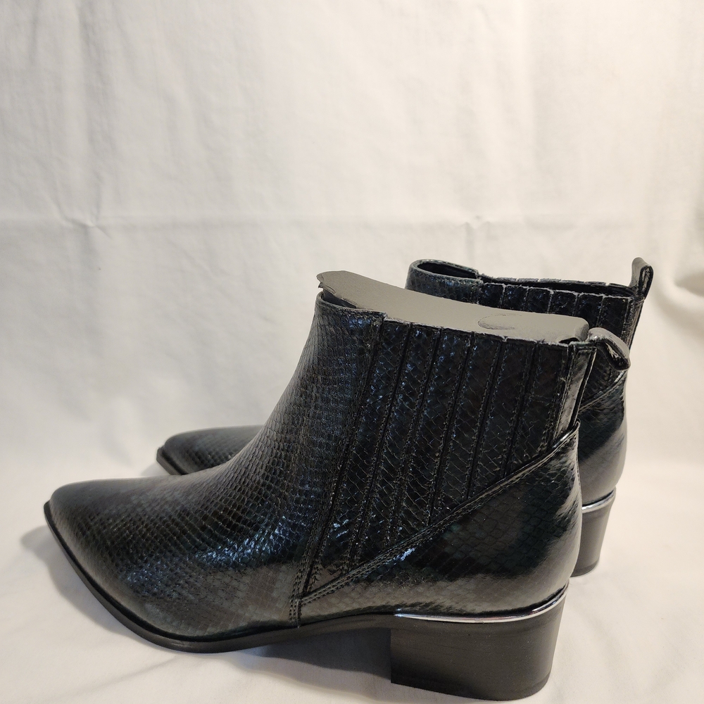 Marc Fisher Dk Green Snake Print Ankle Boots - Picture 3 of 5